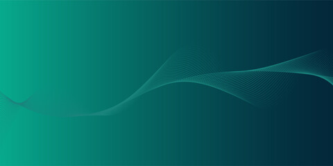 Abstract smooth green wavy lines on black and green background. Simple waves. Digital waves technology © Nurul