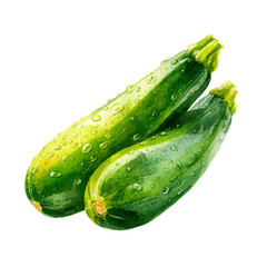 Watercolor-style vector illustration of Zucchini, isolated on a clean white background.