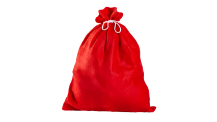Present bag with gifts, closeup object, Isolated on transparent background PNG, New Year celebration, holiday, celebration, gift, decoration