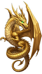 Fototapeta premium Vertical Golden Polygonal Chinese Dragon Isolated Illustration