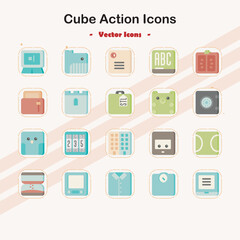Cube Action Icons A Set of Vector Icons for Digital Applications