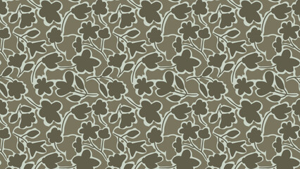 Seamless floral pattern with simple flower and leaf outlines for fabric prints, wrapping paper, wallpaper and decorative surface design.