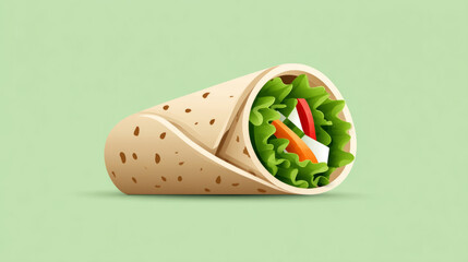 Minimalistic flat design of iconic indian street food kathi roll
