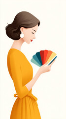 Artistic expression with stylized woman and colorful paint swatches for creative inspiration