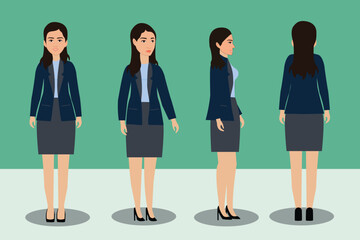 Obraz premium Indian Woman With Cartoon Character Set Indian Young Female Character Multiple Poses for Animation