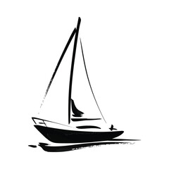 Sailboat sailing on calm waters with full sail