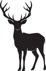 Fototapeta premium Vector illustration of a wild deer silhouette with large antlers, suitable for hunting Deer reindeer silhouette icon in elegant clean minimal vector style silhouette of deer