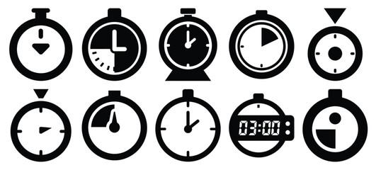 Black and white countdown timer vector icon set and New Year 2026 holiday concept set