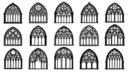 Detailed gothic window designs a collection of ornate architectural elements
