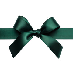 Elegant emerald green ribbon bow isolated on transparent background