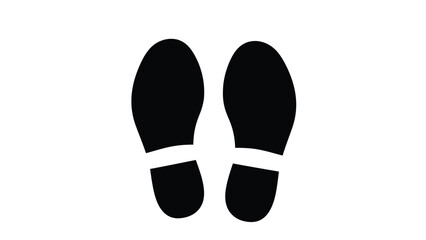 Simple depiction of two black shoe prints on a white background