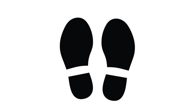 Simple depiction of two black shoe prints on a white background