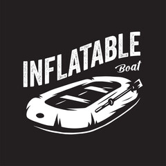 Vintage illustration of inflatable boat logo