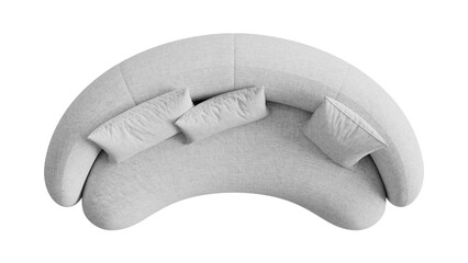 Modern white sofa with pillows on an isolated background. Furniture for the interior collages and presentations.
