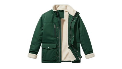 Stylish green winter coat with fur lining for cold weather protection