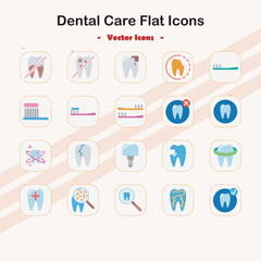 Dental Care Flat Icon Set