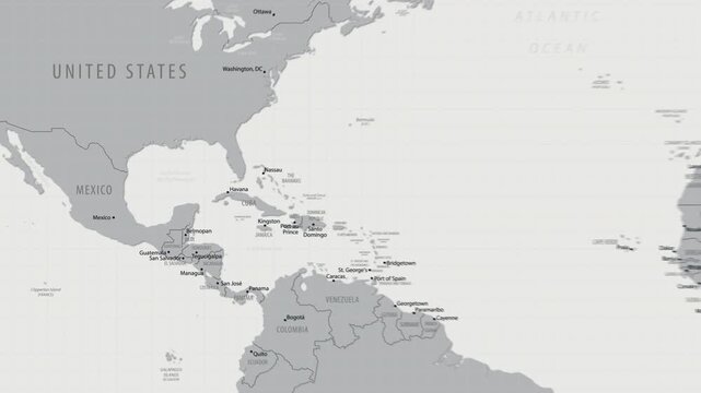 Cuba on the World Map. 4K animation.