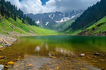 Mahudand Lake Swat, pure and pollution-free water, clear to the bottom, real shooting, high-definition photography 