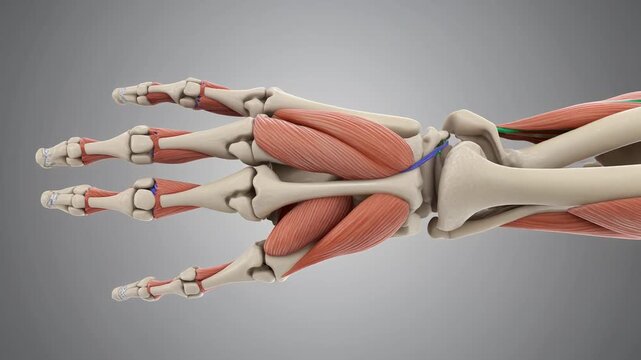 Anatomical Animation of Human Dorsal Interossei Hand Tendons