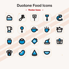 Duotone Food Icons for Menu and Culinary Applications