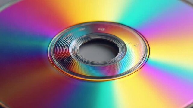 Colorful Reflections on a Compact Disc Surface with Abstract Rainbow Patterns 4k video footage