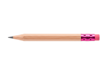 extreme close-up of a nude pale pink hexagonal wooden pencil, magenta ferrule, and neon pink eraser, sharpened and isolated on a transparent background. concept for luxury stationery advertising