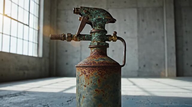 Vintage rusty industrial equipment detail with patina and weathered metal texture