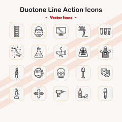 Duotone Line Action Icon Set