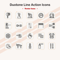 Duotone Line Action Icons Set