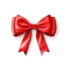 Fototapeta premium Elegant red ribbon bow isolated on a clean white background illustration