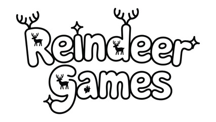 Reindeer Games Logo: A playful, whimsical logo featuring the words Reindeer Games, adorned with charming reindeer motifs and star accents, perfect for the holiday season or festive event. © FARHANA