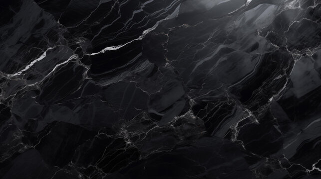 Luxurious elegant black marble texture with stunning white veining Natural dark stone background for premium interior