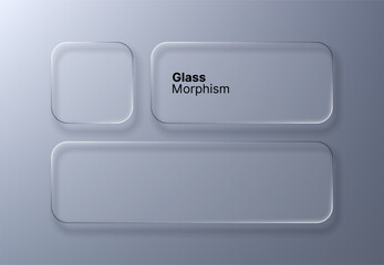 Naklejka na ściany i meble Modern glass morphism vector illustration. UI design element for apps, web page, or presentation. Minimal transparent blank frame for text.