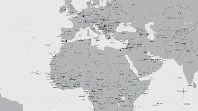 Libya on the World Map. 4K animation.