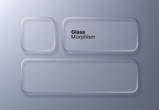 Modern glass morphism vector illustration. UI design element for apps, web page, or presentation. Minimal transparent blank frame for text.