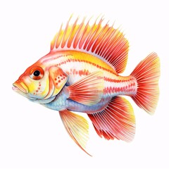 Fototapeta premium Striking illustration of a vibrant coral reef fish against a white background