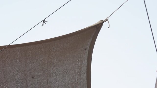 Traditional Wooden Roof Beams and Fabric Shading in Dubai Old Souk