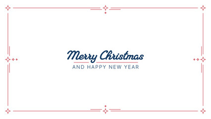 Obraz na płótnie Canvas Merry Christmas and Happy New Year greeting with decorative thin line frame border. Minimalist design for holiday card or banner.