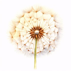 Fototapeta premium Close up of a delicate dandelion seed head against white