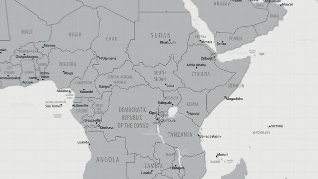Uganda on the World Map. 4K animation.