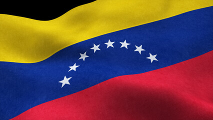 Seamless Venezuela flag waving in wind isolated on black background