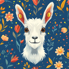 Goat seamless pattern background vector, cute animal graphic