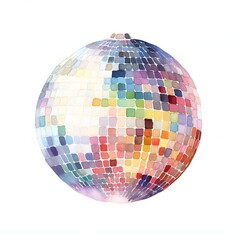 Obraz premium Colorful disco ball creates a vibrant and festive atmosphere on white background