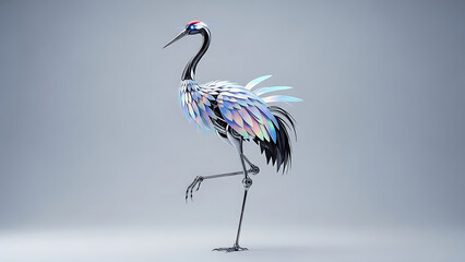 Fototapeta premium Robotic crane with elegant mechanical feathers