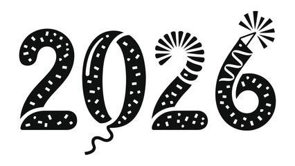 Celebratory 2026: An elegant illustration of the upcoming year, complete with playful decorative elements that evokes a sense of anticipation and festive cheer.
