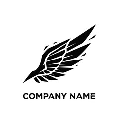 Naklejka premium Dynamic black wing logo design on white background.
