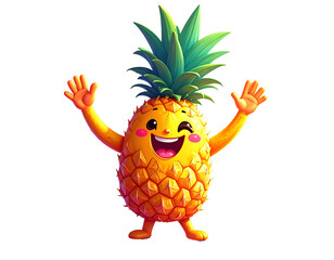  Happy Pineapple Doing High Five