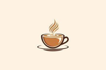 cup of coffee with beans logo design vector