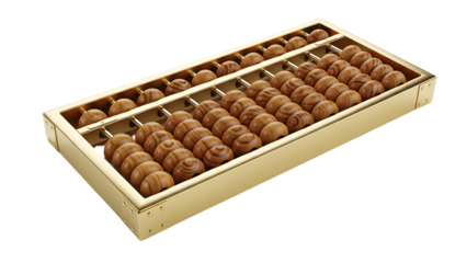 Traditional wooden abacus with many beads on a dark background