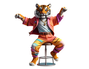 Silly Tiger Dancing on Stool